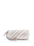 Matchesfashion.com Anya Hindmarch - Marshmellow Striped Leather Clutch - Womens - Silver Gold