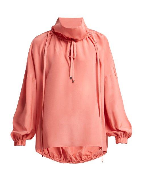 Matchesfashion.com Tibi - Drawstring Silk Blouse - Womens - Pink