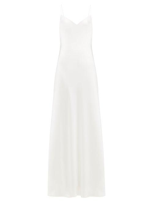 Matchesfashion.com Galvan - Malibu Godet Insert Charmeuse Slip Dress - Womens - White