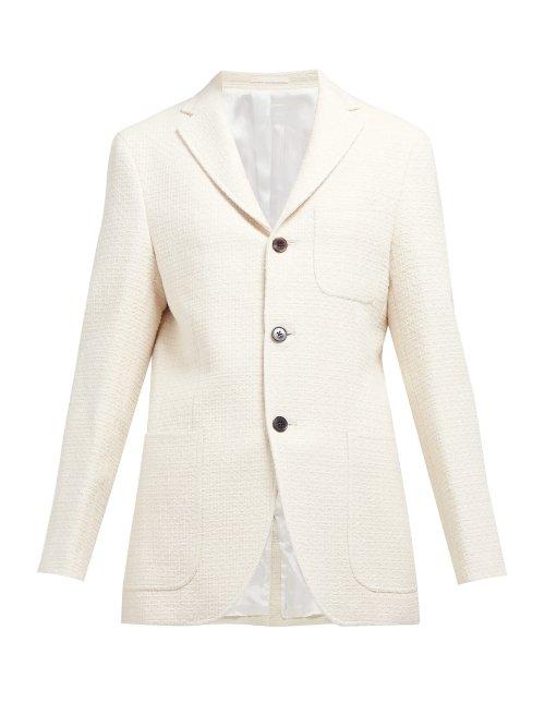 Matchesfashion.com Holiday Boileau - Cavallerie Single Breasted Cotton Tweed Blazer - Womens - Cream