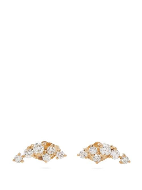 Matchesfashion.com Mizuki - Diamond & 14kt Gold Cluster Stud Earrings - Womens - Gold