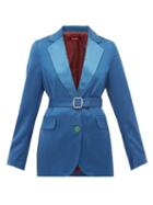 Matchesfashion.com Sies Marjan - Terry Belted Wool Twill Blazer - Womens - Blue