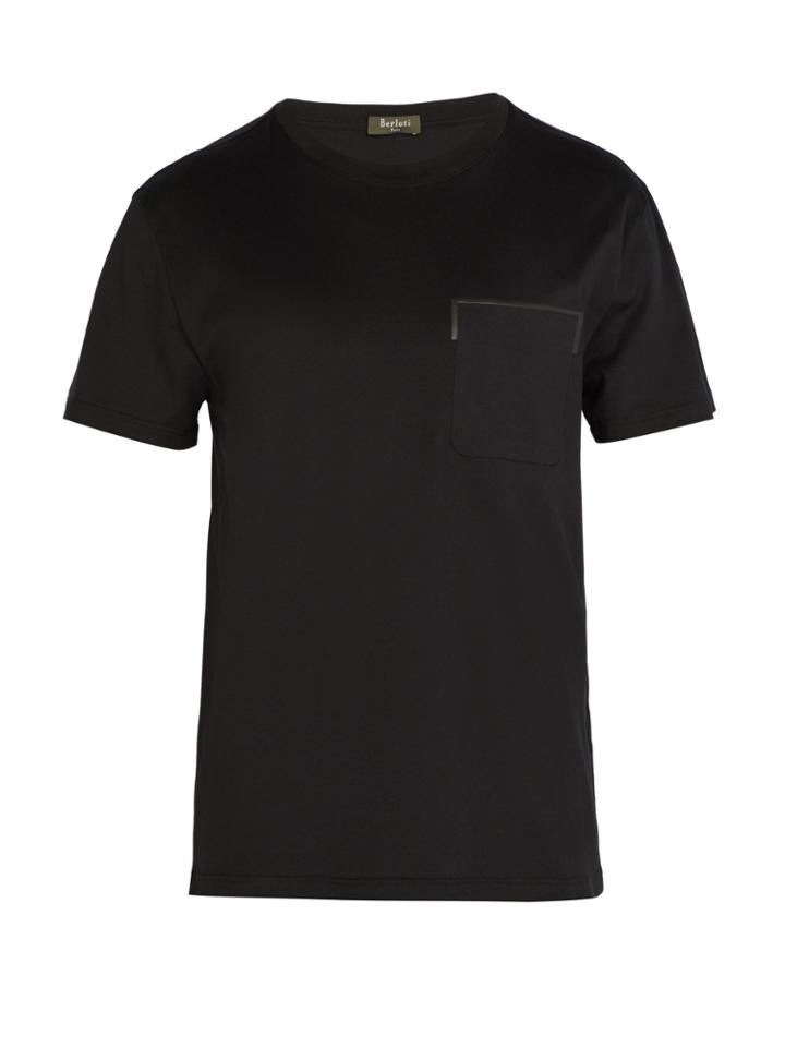 Berluti Leather Trim-pocket Crew-neck T-shirt