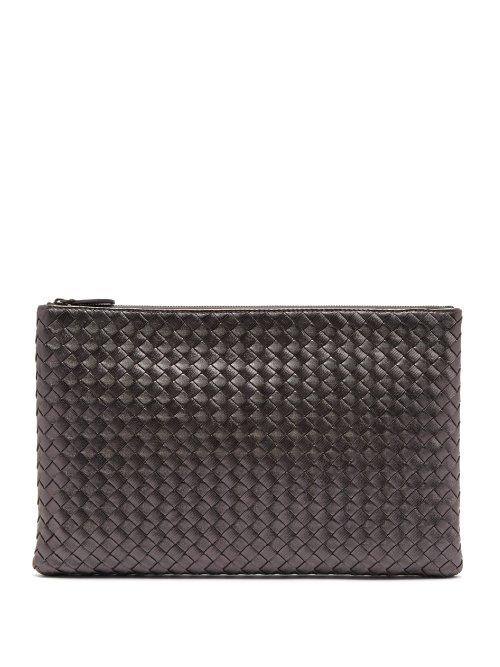 Matchesfashion.com Bottega Veneta - Intrecciato Leather Pouch - Womens - Black