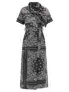 Sacai - Scarf-neck Bandana-print Cotton Dress - Womens - Black White