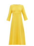 Matchesfashion.com Goat - Happy Wool-crepe A-line Midi Dress - Womens - Yellow