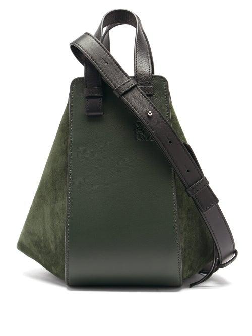 Matchesfashion.com Loewe - Hammock Small Suede And Leather Tote Bag - Womens - Black Khaki