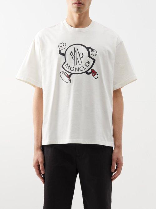 Moncler - Logo-print Oversized Cotton-jersey T-shirt - Mens - White Multi