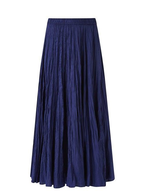 Ladies Rtw Joseph - Habotai Sully Crinkled Midi Skirt - Womens - Navy