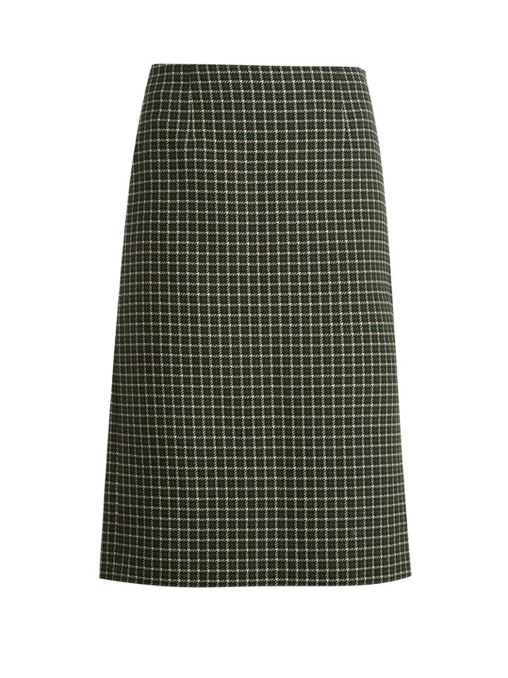 Mary Katrantzou Storm Checked Hound's-tooth Wool-blend Skirt