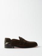 Christian Louboutin - Penny No Back Suede Loafers - Mens - Dark Brown