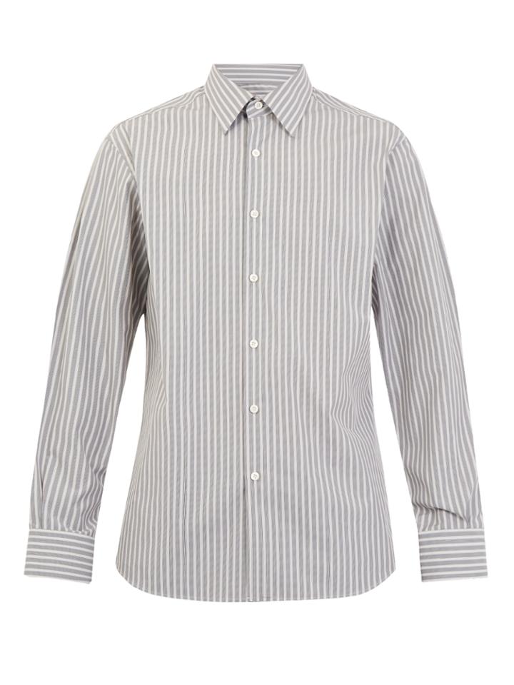 Prada Single-cuff Striped Cotton Shirt