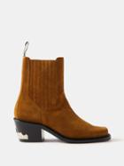 Toga Virilis - Cuban-heel Suede Ankle Boots - Mens - Khaki