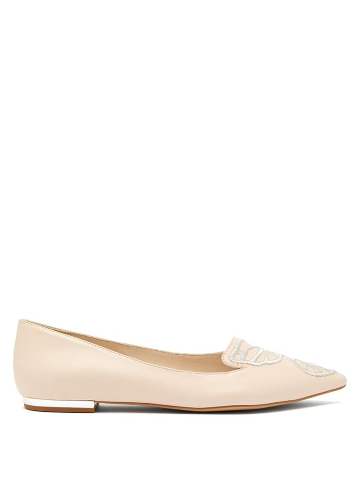 Sophia Webster Bibi Butterfly Embroidered Leather Flats