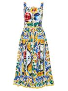 Dolce & Gabbana Majolica-print Frilled-hem Dress