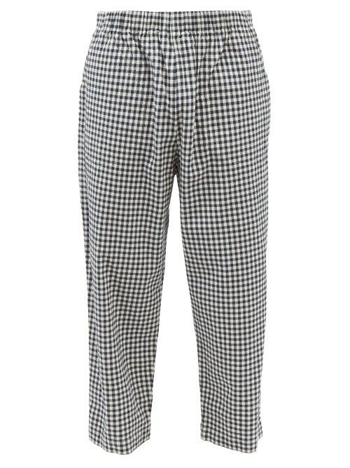 Barena Venezia - Bioto Cropped Cotton-blend Seersucker Trousers - Mens - Navy
