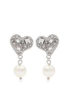 Matchesfashion.com Miu Miu - Crystal Embellished Sterling Silver Earrings - Womens - Silver