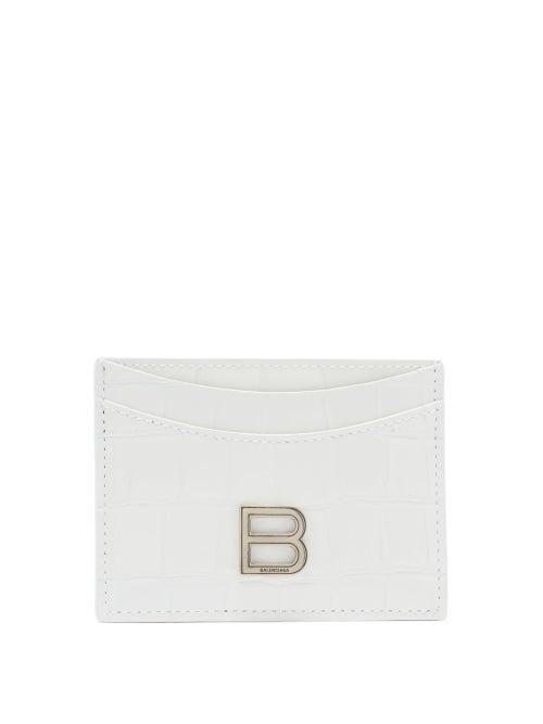 Matchesfashion.com Balenciaga - Hourglass Crocodile-effect Leather Cardholder - Womens - White