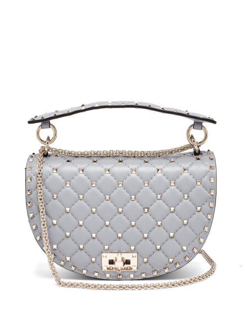 Matchesfashion.com Valentino - Rockstud Spike Saddle Bag - Womens - Light Blue