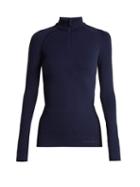 Matchesfashion.com Falke - Thermal Long Sleeve Performance T Shirt - Womens - Dark Navy