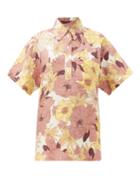 Matchesfashion.com Ephemera - Maui Floral-print Linen Short-sleeved Shirt - Womens - Orange Multi