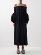 Chlo - Off-the-shoulder Wool-gauze Maxi Dress - Womens - Black