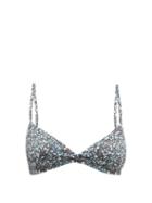 Matchesfashion.com Matteau - The Tri Crop Floral Print Triangle Bikini Top - Womens - Blue Print