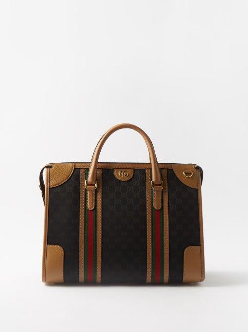 Gucci - Gg-canvas And Leather Holdall Bag - Mens - Black Beige