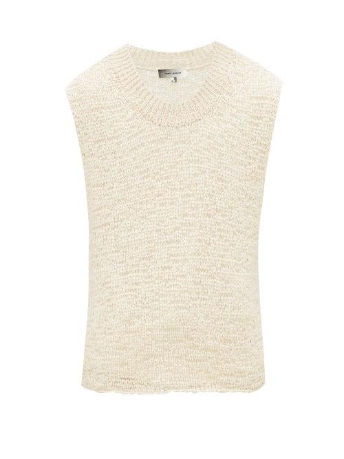 Matchesfashion.com Isabel Marant - Foals Sleeveless Knitted Cotton-blend Tape Sweater - Mens - Cream