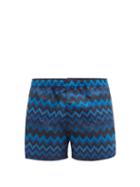 Matchesfashion.com Missoni Mare - Zigzag-print Swim Shorts - Mens - Blue Multi