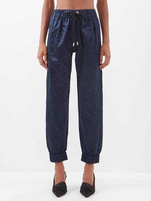 Sa Su Phi - Drawstring-waist Silk-satin Track Pants - Womens - Navy