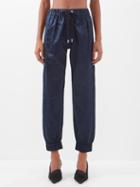 Sa Su Phi - Drawstring-waist Silk-satin Track Pants - Womens - Navy