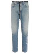 Matchesfashion.com Off-white - Logo Print Slim Leg Jeans - Mens - Light Blue