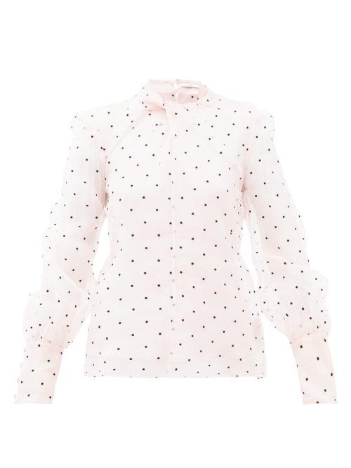 Matchesfashion.com Erdem - Fayola Polka-dot Silk-blend Organza Blouse - Womens - Light Pink