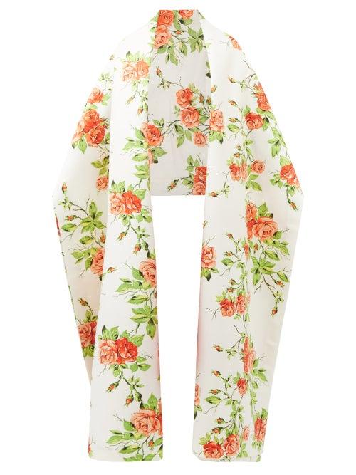 Emilia Wickstead - Rissa Floral-print Taffeta Shawl - Womens - Orange Multi
