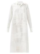 Matchesfashion.com Junya Watanabe - Patchworked Ramie-blend Voile Shirt Dress - Womens - White