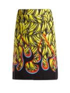 Matchesfashion.com Prada - Banana And Flame Print Wrap Cotton Skirt - Womens - Yellow Print
