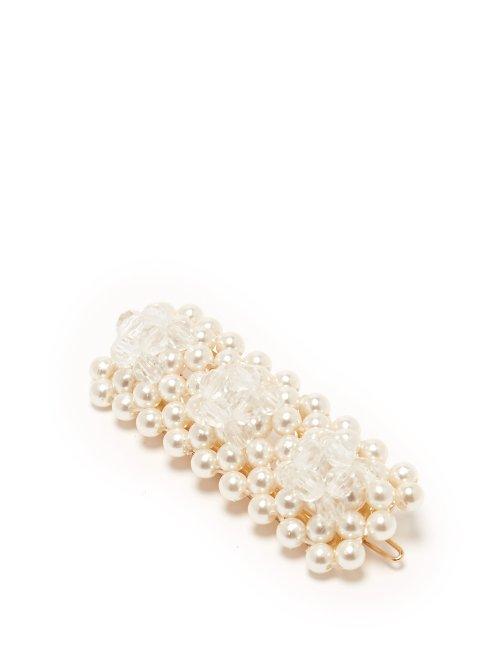 Matchesfashion.com Shrimps - Antonia Bead Embellished Hair Clip - Womens - Pearl