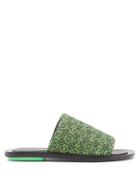 Loewe - Anagram-jacquard Canvas And Leather Slides - Mens - Black Green