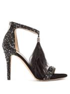 Matchesfashion.com Jimmy Choo - Viola 100 Crystal Embellished Suede Sandals - Womens - Black