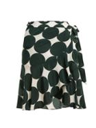 Matchesfashion.com Adriana Degreas - Cacao Polka Dot Silk Wrap Skirt - Womens - Green Multi