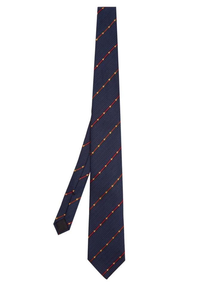 Gucci Web-striped Bee-jacquard Silk Tie