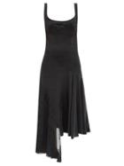 Matchesfashion.com Marine Serre - Asymmetrical Crescent Moon-appliqu Devor Dress - Womens - Black