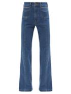 See By Chlo - High-rise V Yoke-pocket Kick-flare Jeans - Womens - Mid Denim