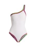 Kiini Yaz Crochet-trimmed One-shoulder Swimsuit