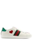 Gucci New Ace Heart Leather Webby Low Top Trainer