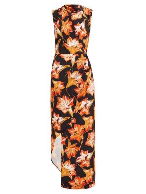 Matchesfashion.com Raey - Cowl Neck Asymmetric Lily Print Silk Dress - Womens - Red Print