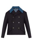 Valentino Detachable-collar Double-breasted Wool Pea Coat