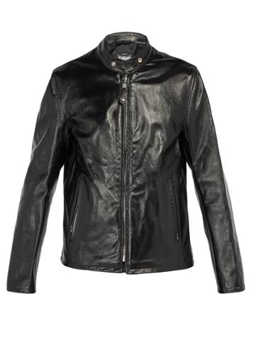 Schott Mandarin-collar Leather Jacket