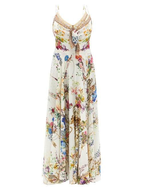 Matchesfashion.com Camilla - By The Meadow-print Tie-front Silk Maxi Dress - Womens - White Print